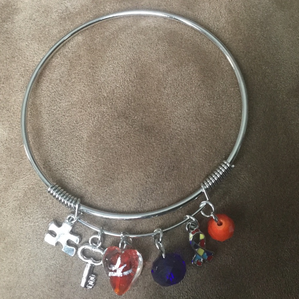 Bangle AUTISM AWARENESS Bracelet, 6 Charms, New